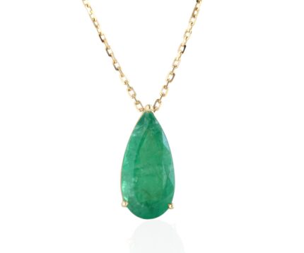 Natural Emerald Pear Shaped Pendant in 18K Gold