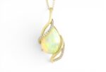 PEAR OPAL PENDANT WITH DIAMONDS IN 18K GOLD