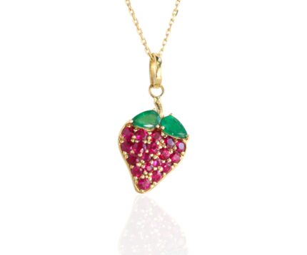 Strawberry Ruby and Emerald in 18K Gold